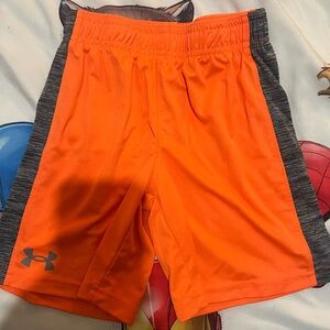 Under Armour Orange Boys' Performance Shorts with Gray Panels